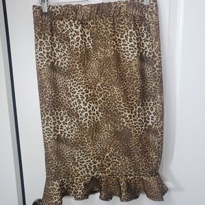 Swak Cinched Leopard Flare Skirt